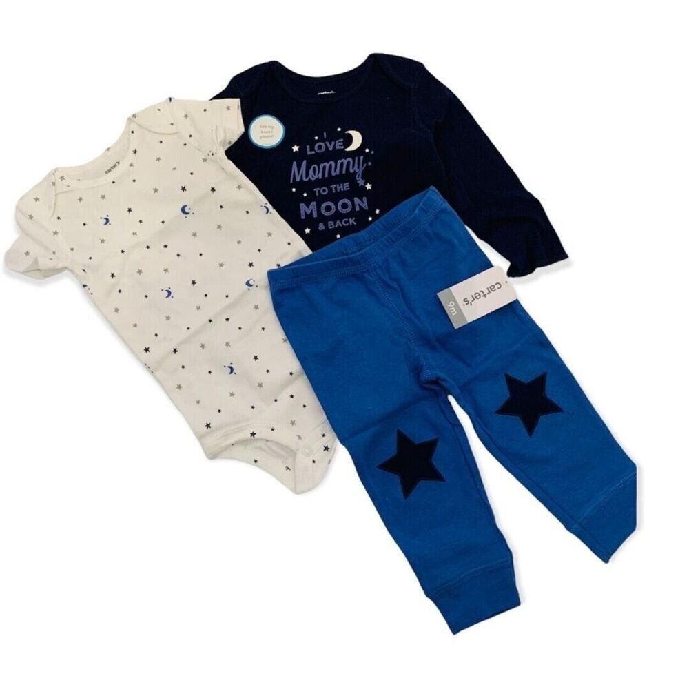 9 Months Carters Baby 3 Piece "I Love Mommy . . " Pants Long & Short Sleeve New - Picture 1 of 4